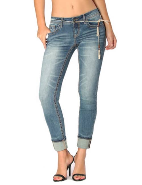 Women’s Grace In LA Jeans, Skinny, Medium Wash, Cuffed Hem