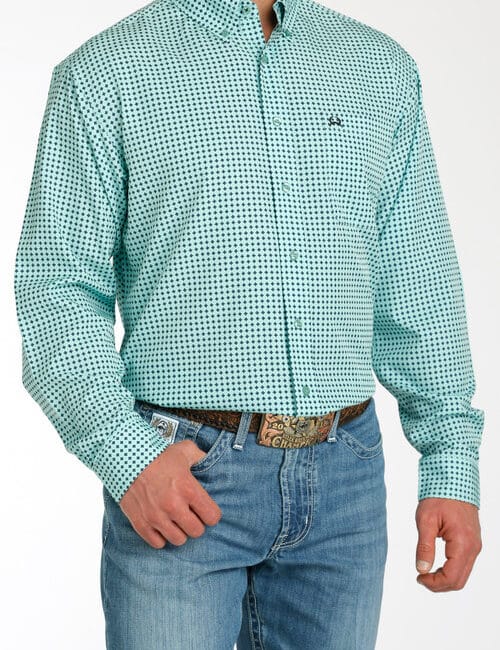 Men’s Cinch L/S, ArenaFlex, Turquoise Print
