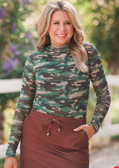 Camo mesh top