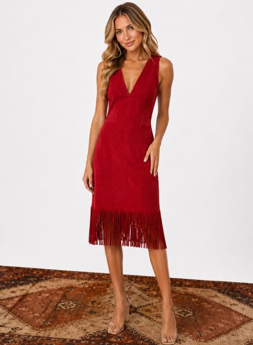 Be Jealous Red Suede Dress