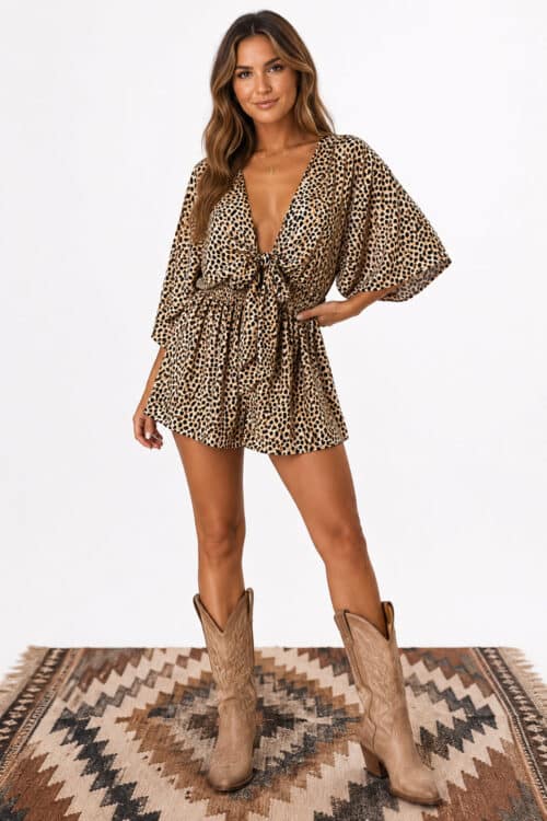 Spotted Open Front Romper
