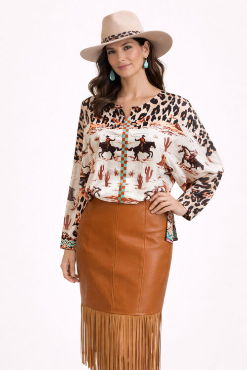 Spicy Martini Faux Croc Fringe Skirt