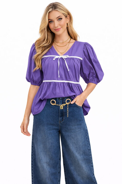 Brighten The Day Purple Babydoll Top