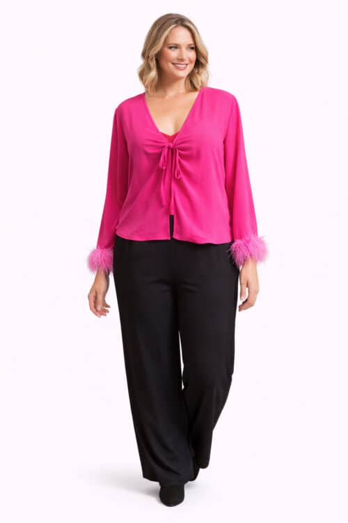 Need You in my Life Hot Pink Sheer Front Tie Top