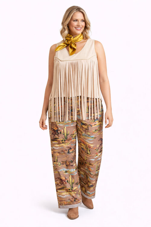Almost Famous Ivory Fringe Top