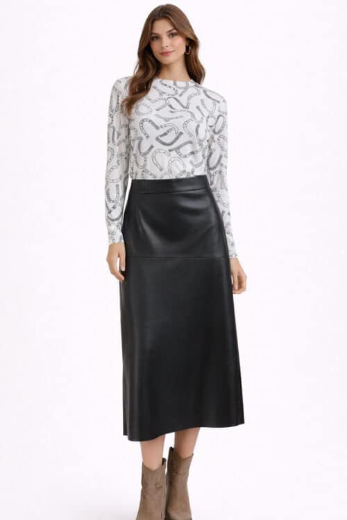 Petal to the Metal Faux Leather Skirt